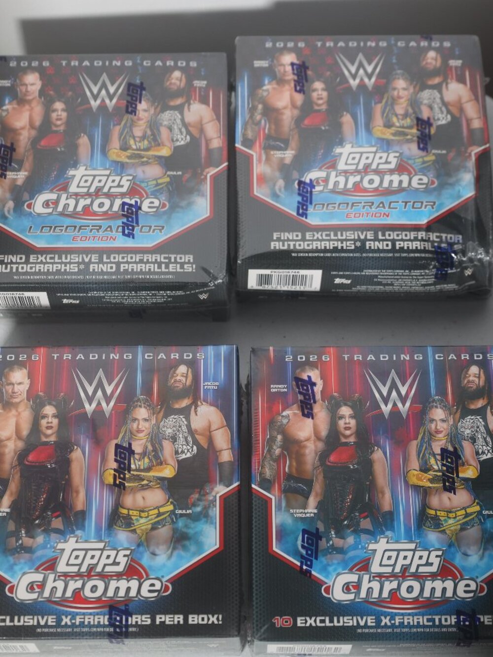 Lot of 2 2026 WWE Topps Chrome Logofractor & 2 Regular Wrestlemania 42 Exclusive